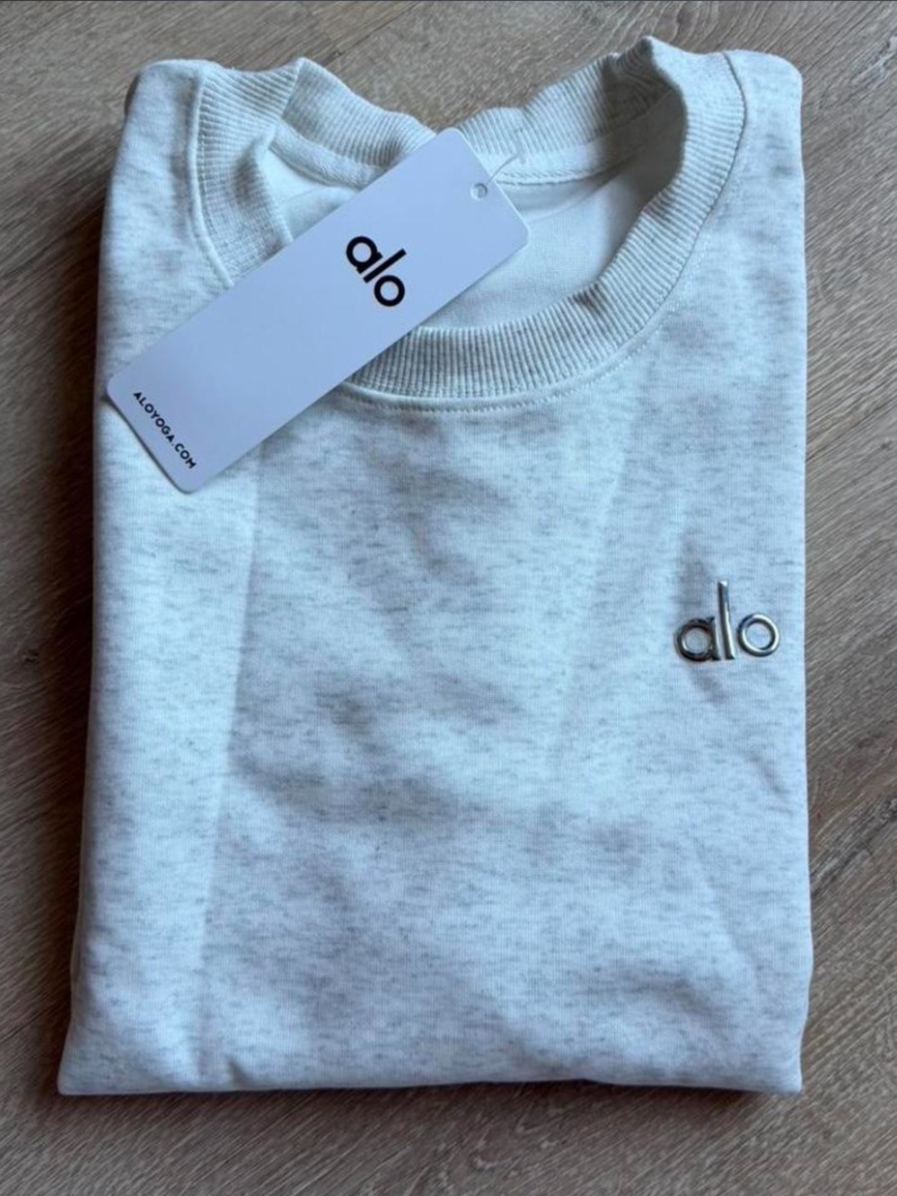 ALO Yoga Grey Crewneck Sweatshirt with Silver Logo